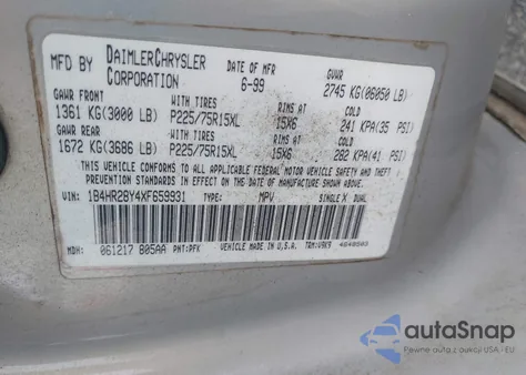 1999 Dodge Durango from USA, damaged, VIN 1B4HR28Y4XF659931